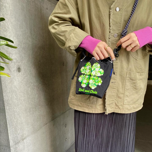 Ball & Chain|Small Size collection|Japanese embroidery 2way A4 waterproof folding eco-friendly bag shopping bag handbag shoulder bag|Copy of BLUE LABEL Black Minii