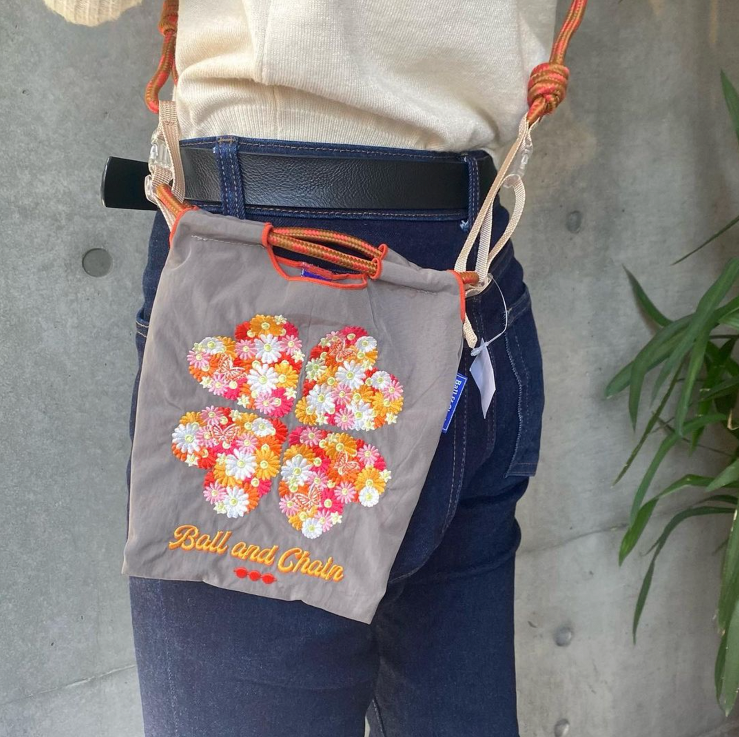 Ball & Chain|Small Size collection|Japanese embroidery 2way A4 waterproof folding eco-friendly bag shopping bag handbag shoulder bag|BLUE LABEL C.Gray Minii
