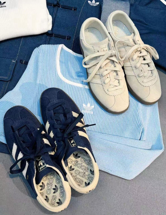 韓國 Adidas Originals Bern 復古 麂皮 海軍藍 / 米白色