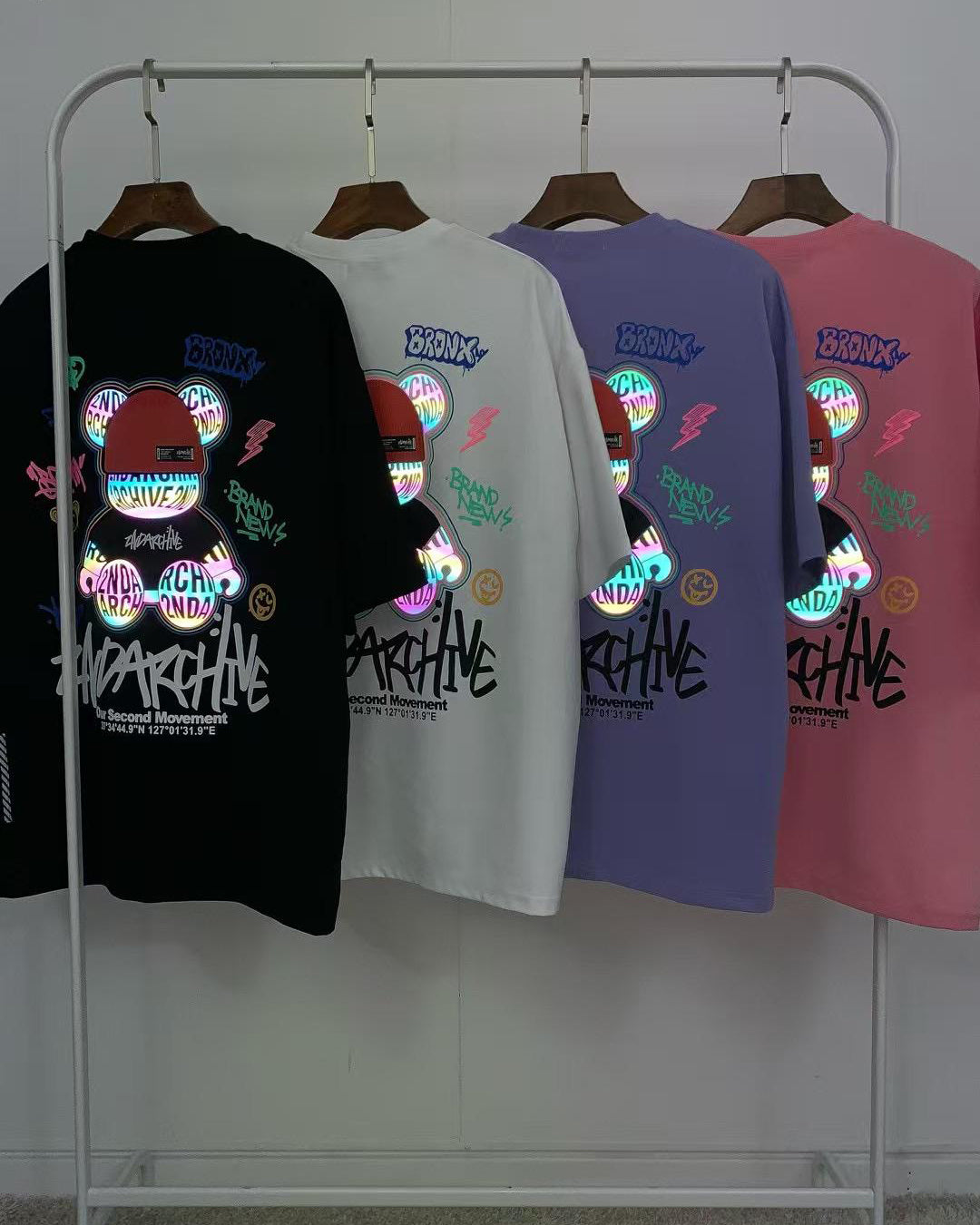 韓國 2nd Archive Unisex Beanie Bear Short Sleeve Tee Oversized T-shirt