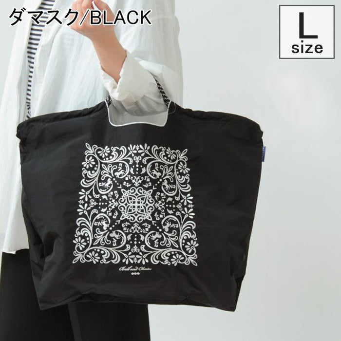Ball & Chain|Original collection|A4 2way bag Japanese embroidery waterproof folding eco-friendly bag shopping bag handbag shoulder bag|Bandana Black