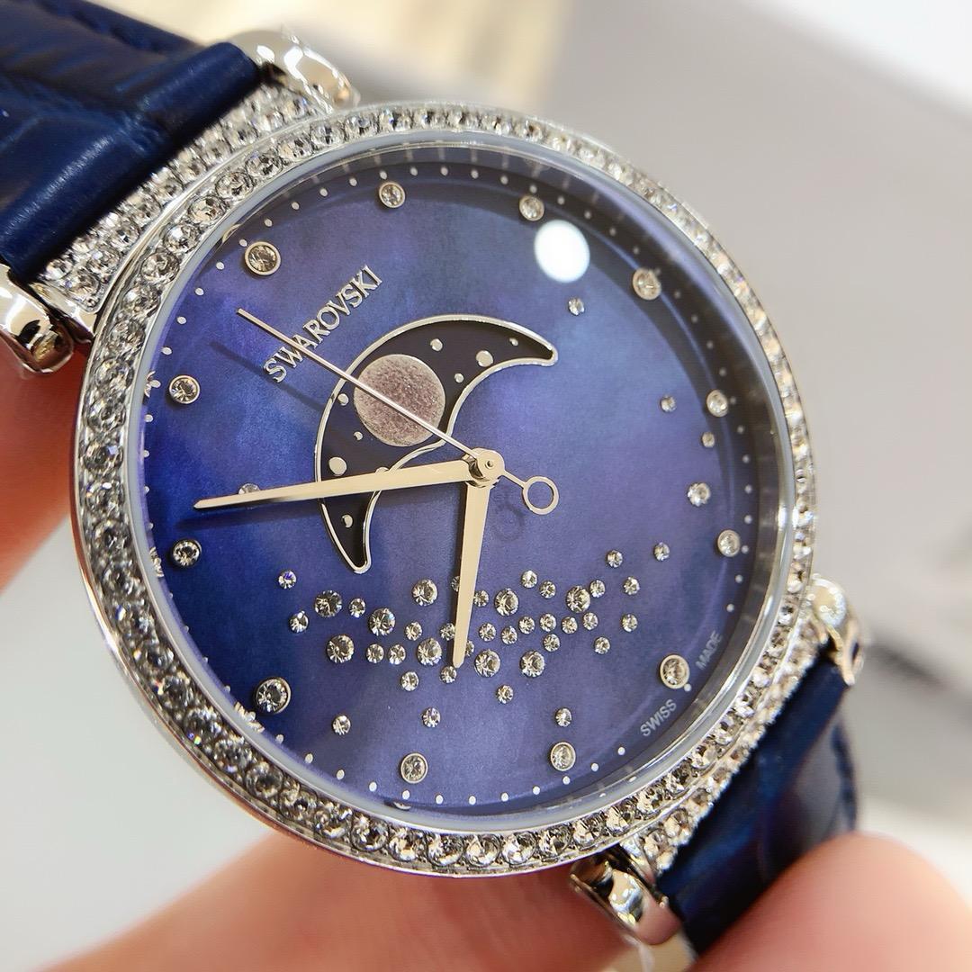 Swarovski Passage Moon Phase Ladies Blue Watch 繁星皓月 水晶防水 女裝腕錶 Made in Switzerland(香港行貨 ★ 專門店一年保養)