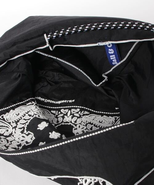 Ball & Chain|Original collection|A4 2way bag Japanese embroidery waterproof folding eco-friendly bag shopping bag handbag shoulder bag|Bandana Black