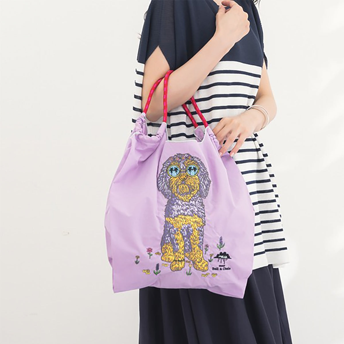Ball & Chain|MULGA collection|Japanese embroidered waterproof folding eco-friendly bag shopping bag handbag shoulder bag|JUNO L.Pupple