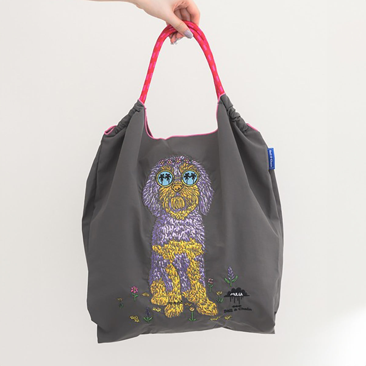 Ball & Chain|MULGA collection|Japanese embroidered waterproof folding eco-friendly bag shopping bag handbag shoulder bag|JUNO C.Gray