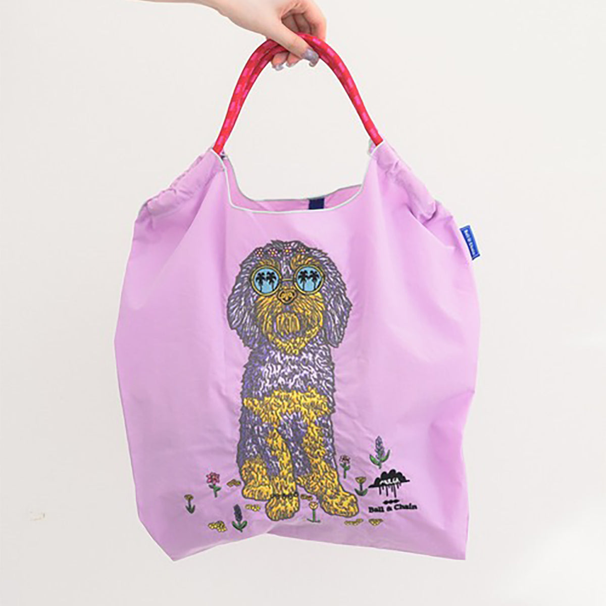 Ball & Chain|MULGA collection|Japanese embroidered waterproof folding eco-friendly bag shopping bag handbag shoulder bag|JUNO L.Pupple