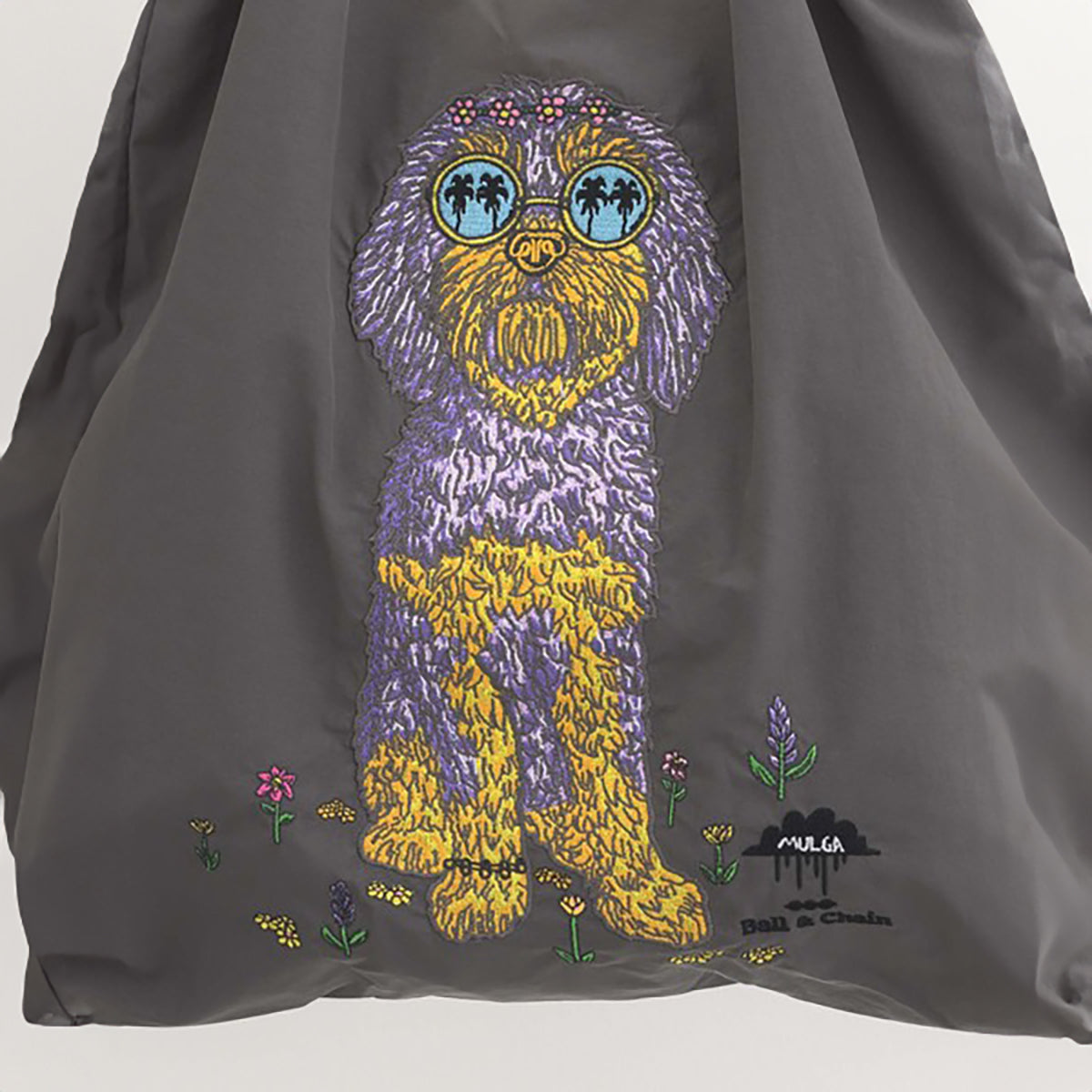 Ball & Chain|MULGA collection|Japanese embroidered waterproof folding eco-friendly bag shopping bag handbag shoulder bag|JUNO C.Gray