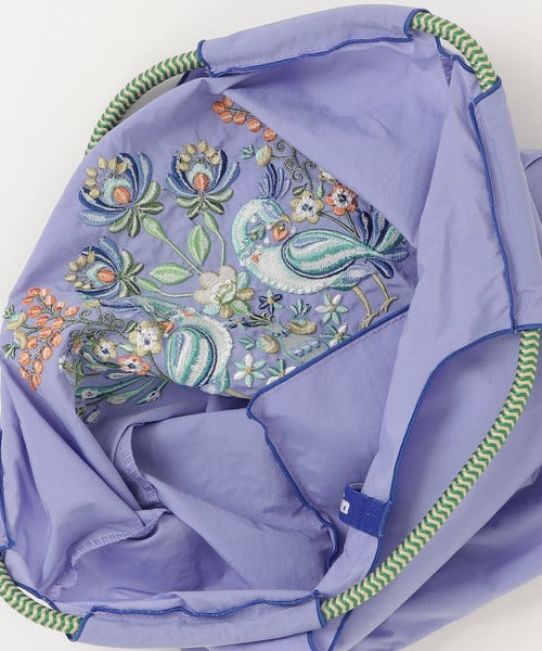 Ball & Chain|Original collection|A4 2way bag Japanese embroidery waterproof folding eco-friendly bag shopping bag handbag shoulder bag|Twitter Lavender