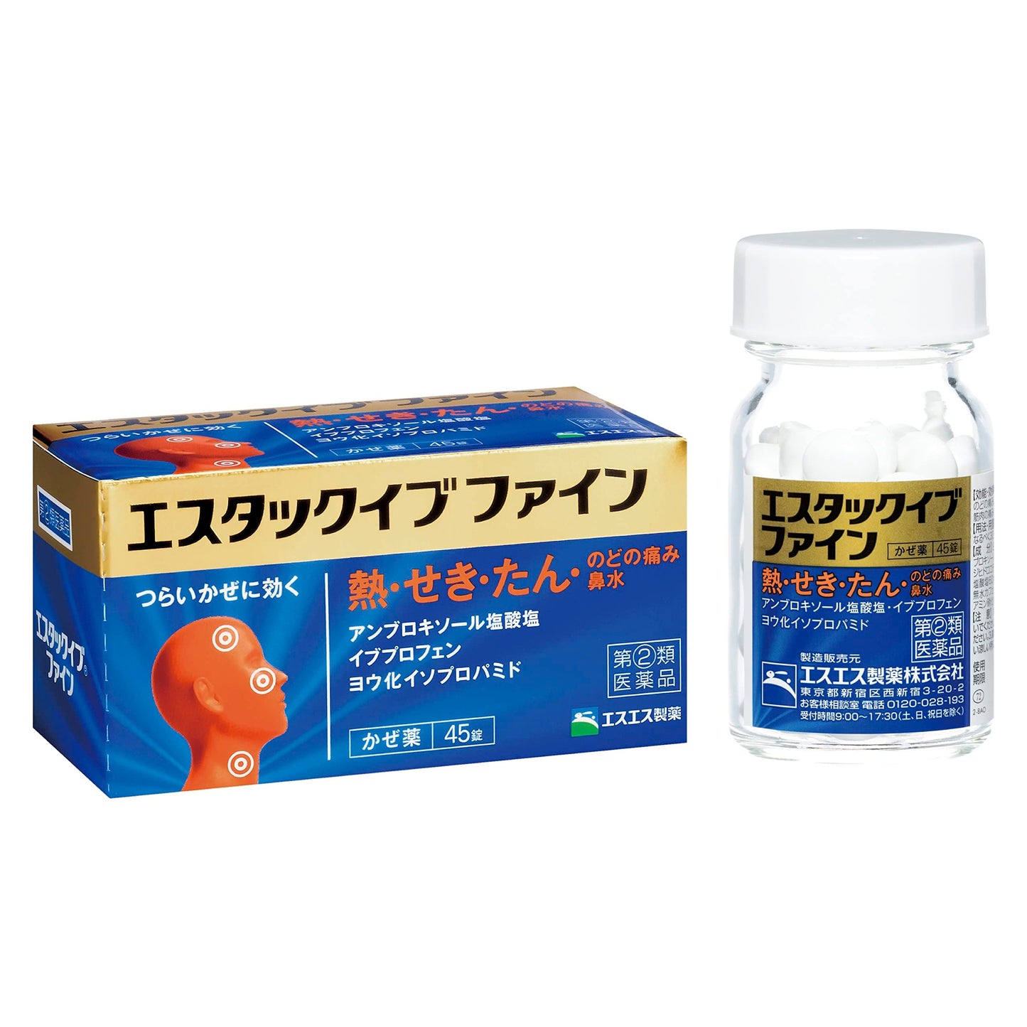 日本✈️直送|日本 白兔牌 SS製藥 白兔牌 Estac Eve Fine 綜合感冒藥丸45粒|15歲以上.成人|喉嚨痛、痰多