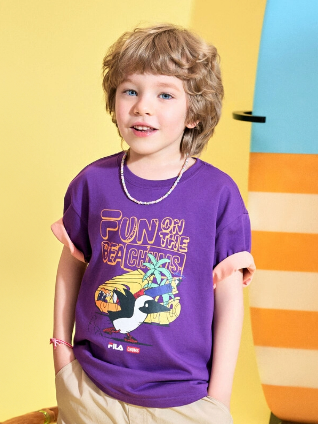 韓國 FILA KIDS x CHUMS BOOBY BIRD Beach 100% 輕薄純棉 T-shirt 男童女童 tee|4colors