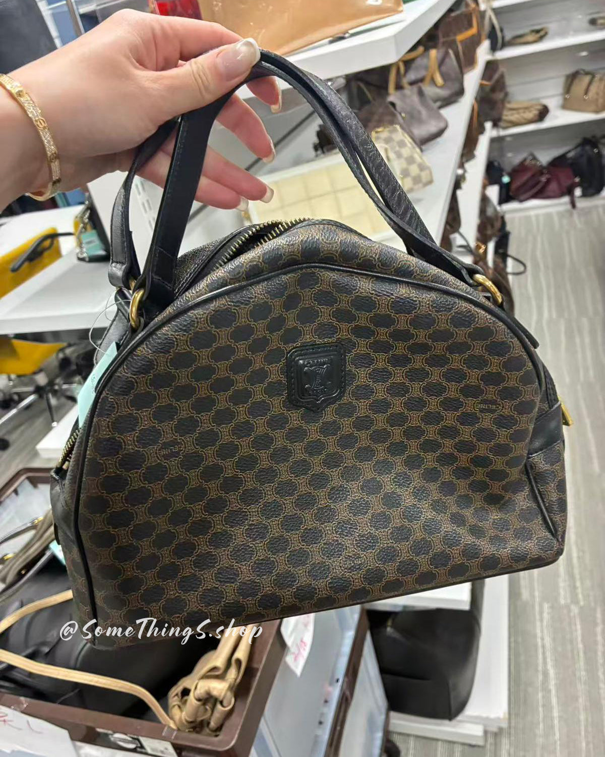 【日本🇯🇵 中古二手】CELINE Black Macadam Vintage 半月 Shoulder Bag|正版正貨