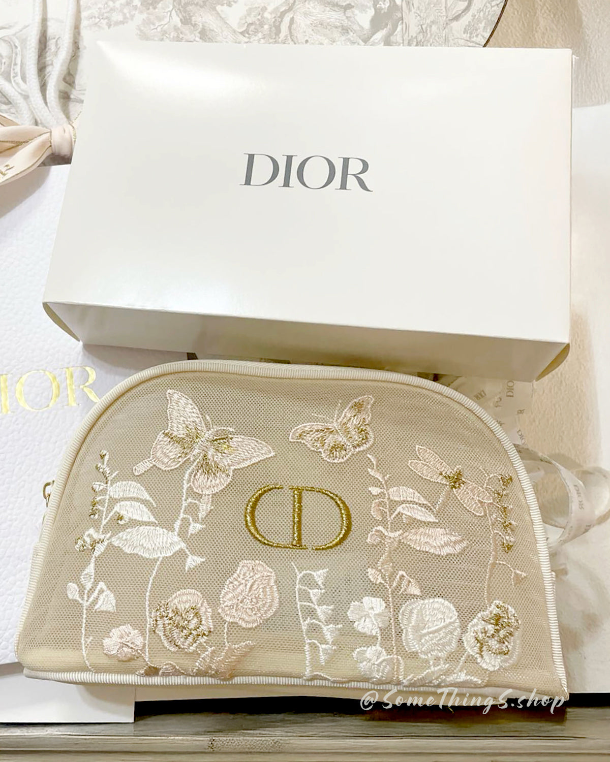 【 專櫃正品 】DIOR Beauty Floral embroidered mesh Tote bag and Pouch Set|VIP積分贈品 • 售完即止