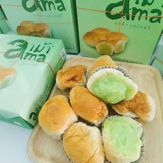 冷凍 ❄ 急凍食品|  泰國 曼谷著名老店 Ama's Bakery|人手製.無添加|班蘭咖央流心麵包 (一盒10入)|自家秘製咖椰醬 Pandan Kaya