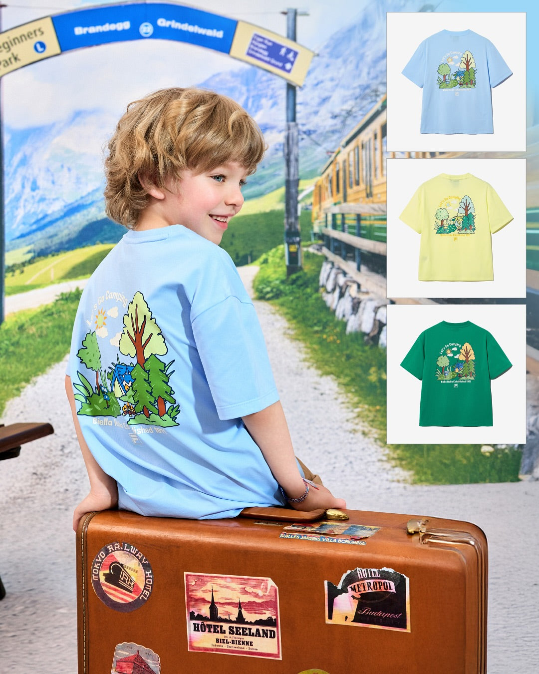 韓國 FILA KIDS Travel club camping tee 男童女童 速乾 短袖 T-shirt|3colors