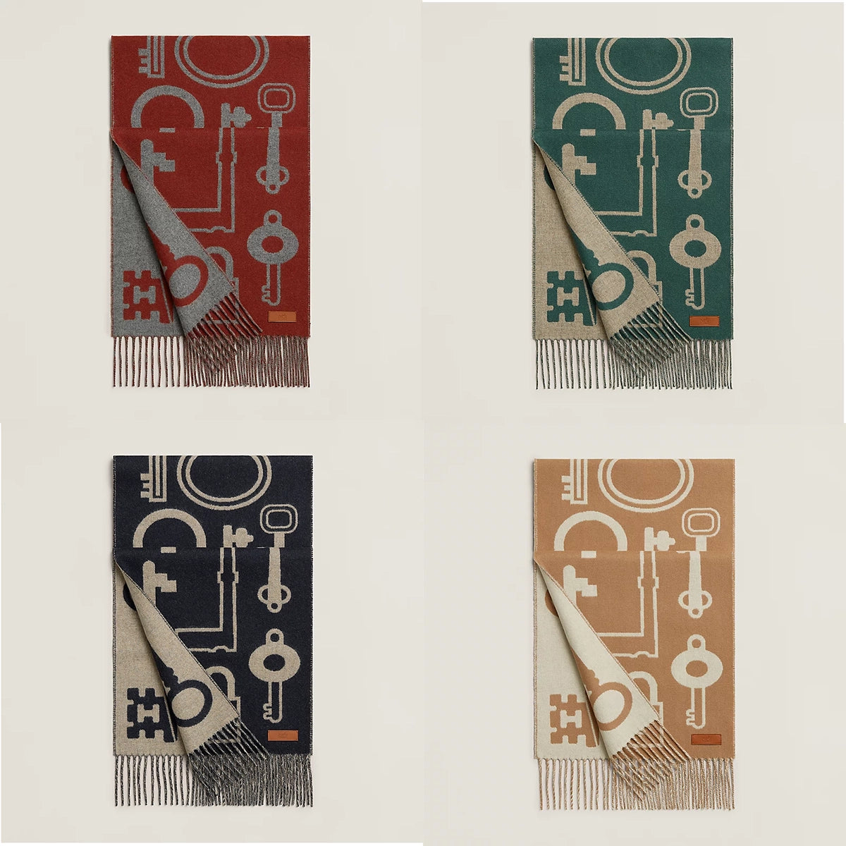 Hermes Casaque Porte-Clefs muffler 鑰匙鏈圖案 圍巾|100% cashmere • Unisex|2024 年全新秋冬款
