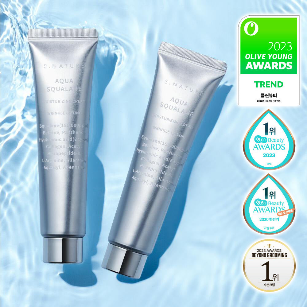 韓國 S.NATURE 水角鯊烷保濕霜 補水面霜 60ml x 2支特惠裝|敏感+濕疹肌 適用