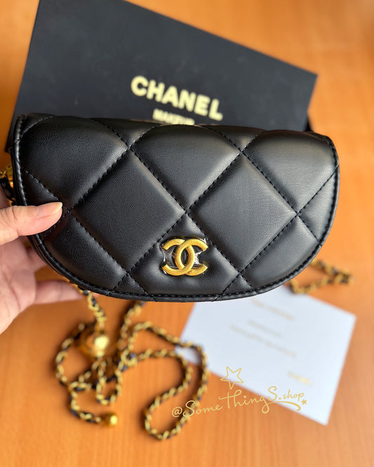 Chanel MAKEUP 黑色菱格 鏈帶 迷你馬鞍包 💎 美妝 VIP 會員贈禮