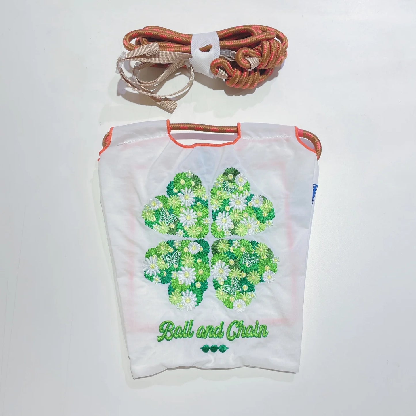 Ball & Chain|Small Size collection|Japanese embroidery 2way A4 waterproof folding eco-friendly bag shopping bag handbag shoulder bag|BLUE LABEL White Mini