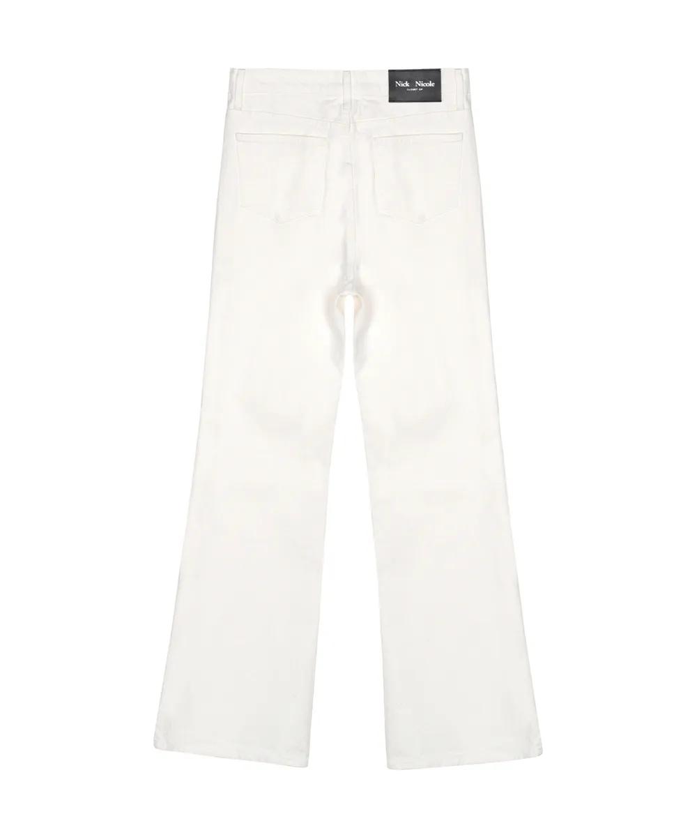 韓國 Nick & Nicole Relaxed Boots cut Denim 100% cotton 白色休閒牛仔褲 高腰喇叭褲