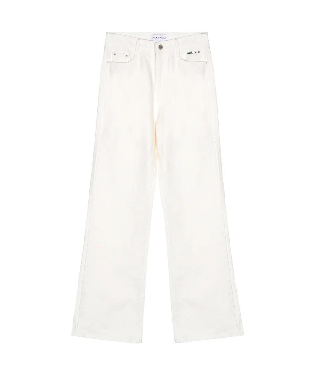 韓國 Nick & Nicole Relaxed Boots cut Denim 100% cotton 白色休閒牛仔褲 高腰喇叭褲