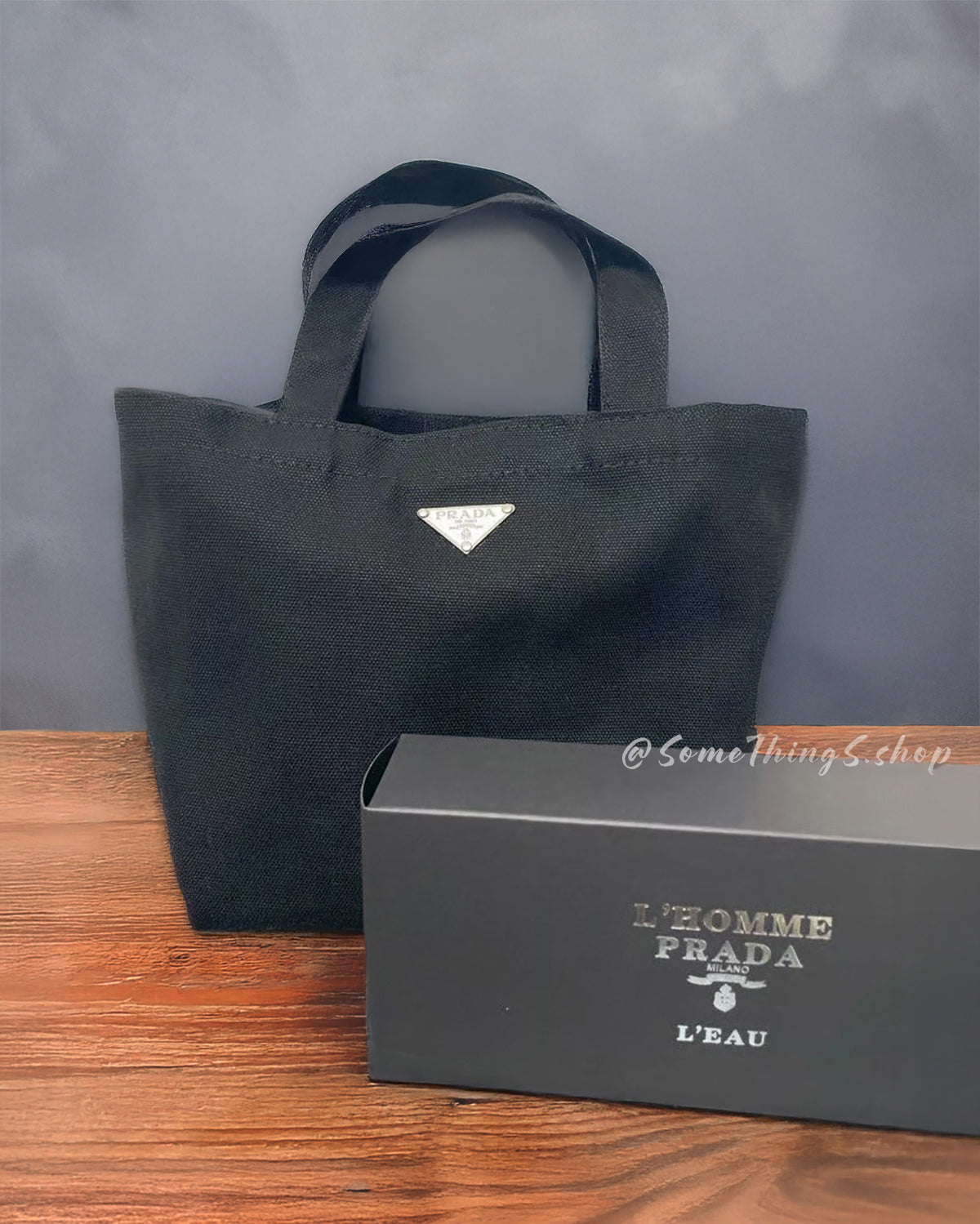 Prada L'Homme GWP Novelty VIP Gift ★ Small canvas Tote bag|金屬 Logo 款