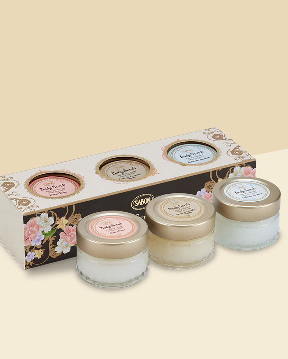 SABON Body Scrub Kit 身體磨砂膏三重奏禮盒 60g x 3|綠玫瑰 ♡︎ 茉莉 ♡︎ 經典PLV