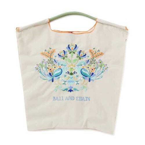 Ball & Chain|Original collection|A4 2way bag Japanese embroidery waterproof folding eco-friendly bag shopping bag handbag shoulder bag|Twitter P Gray