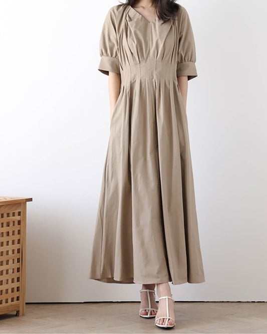 🇯🇵 日本入荷|AMELY Linen Blend Flare Dress 亞麻混紡連身裙