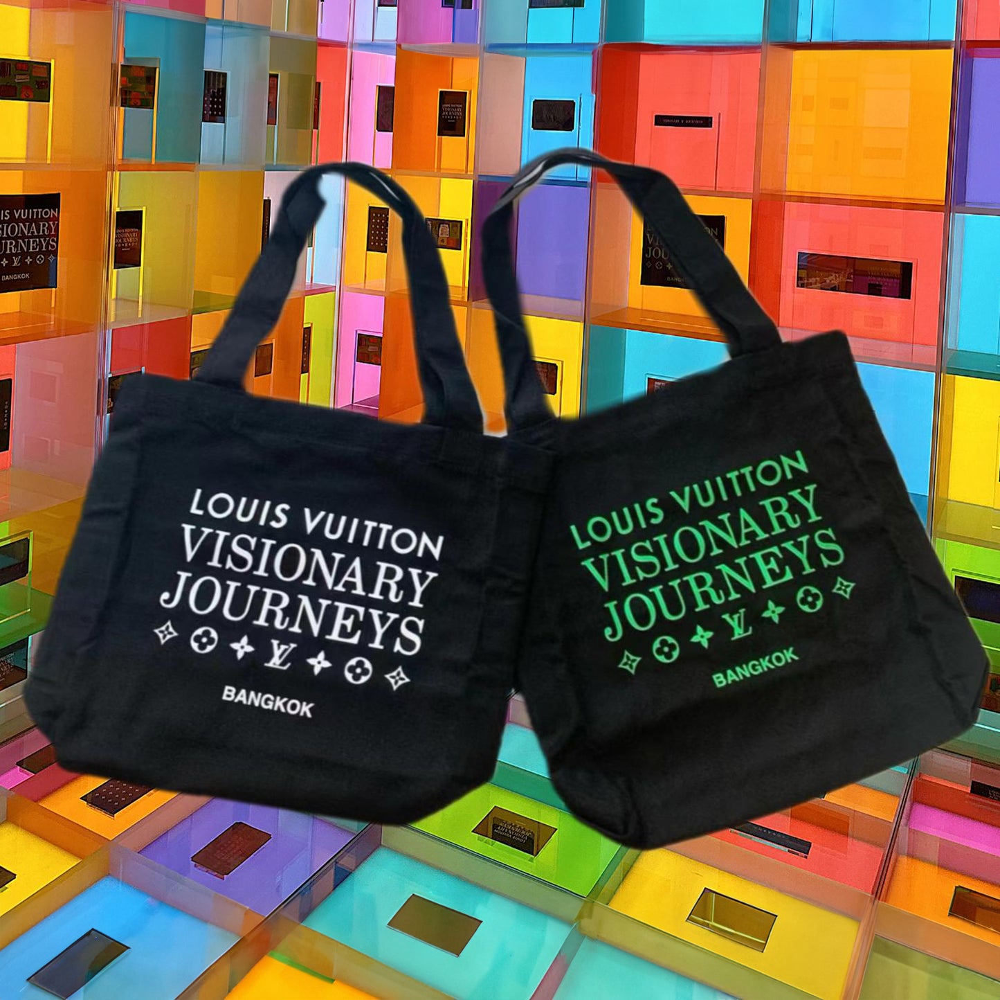 泰國 LV Visionary Journeys 主題曼谷展會 【抽獎贈品】黑色帆布袋 手提袋 單肩包 環保袋(顏色随機出貨)