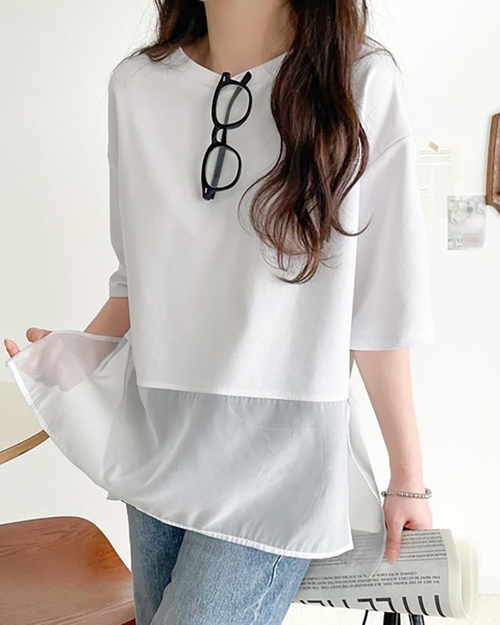 🇯🇵 日本入荷|Classical Elf Sheer Hem Layered 春夏薄紗下擺 Tee