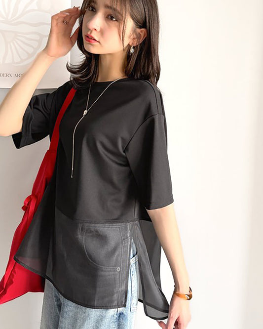 🇯🇵 日本入荷|Classical Elf Sheer Hem Layered 春夏薄紗下擺 Tee