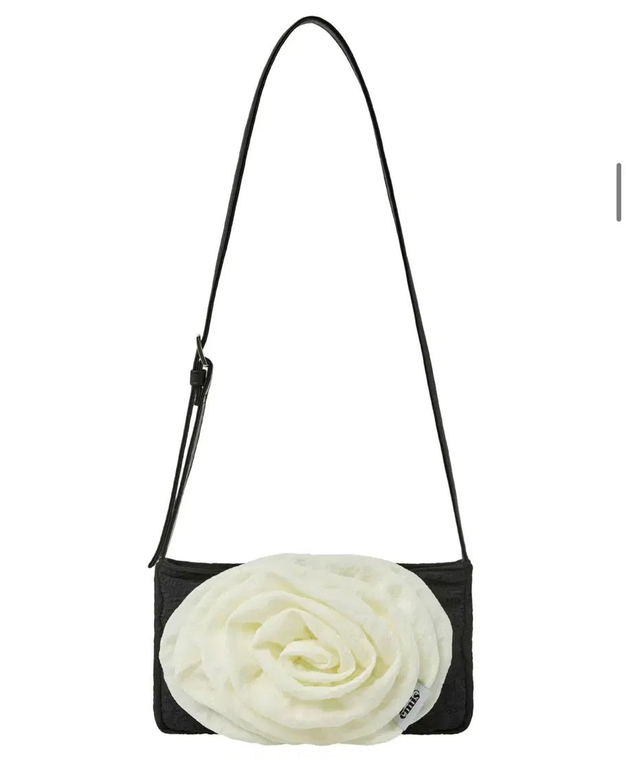 韓國 🇰🇷 emis Corsage Flat Bag 立體皺褶花 斜孭袋