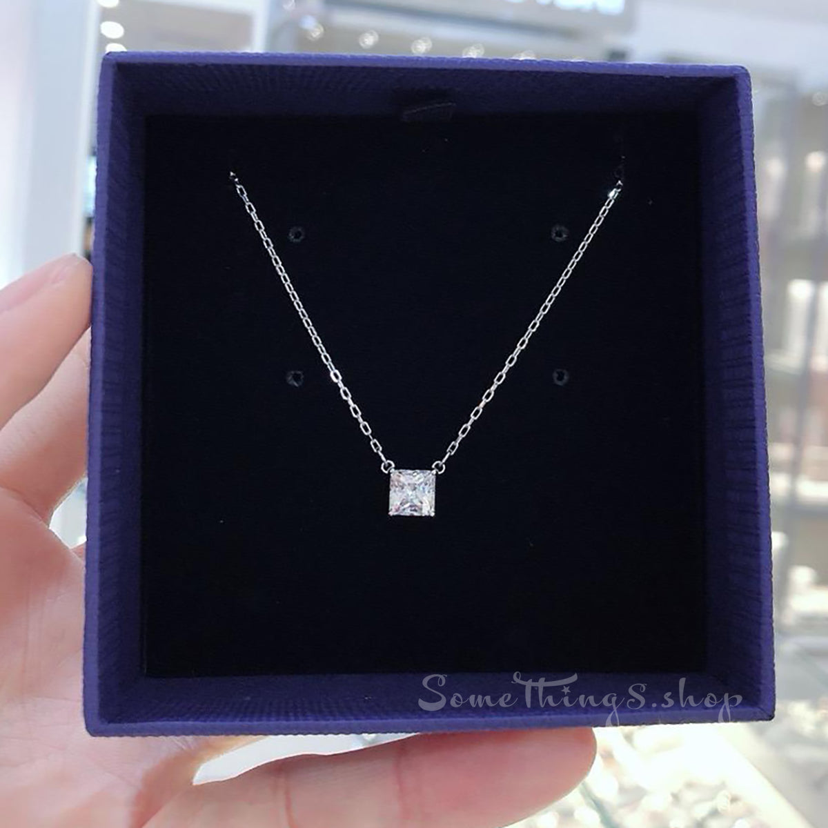 Swarovski Stilla Attract necklace Square cut, White, Rhodium plated(香港行貨 ★ 專門店一年保養)