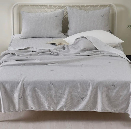 042611|🇰🇷韓國直送 ⟡ 單人涼感冰被 ⦁ 蝴蝶結圖案【 韓國製造 】