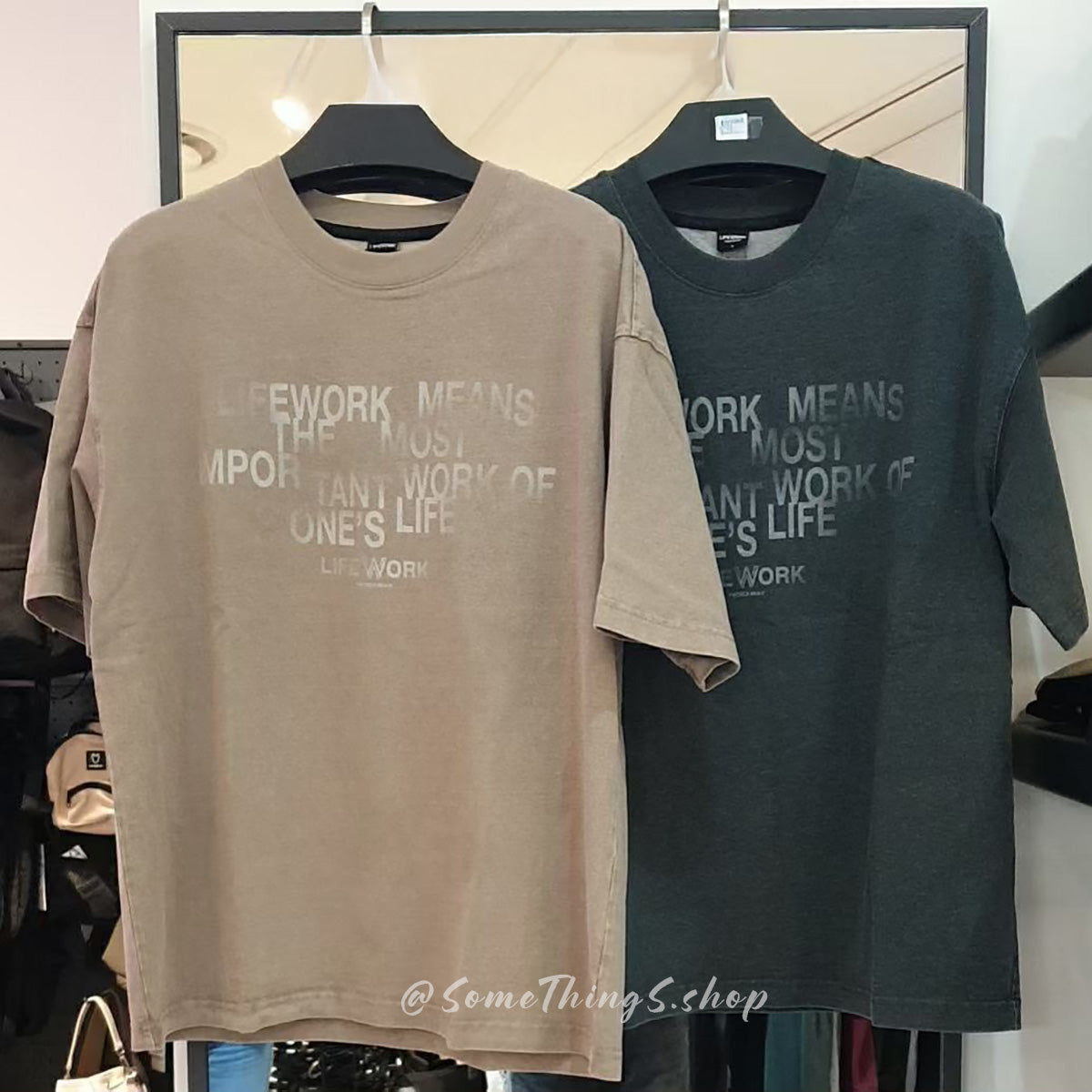 韓國🇰🇷 小眾品牌 LifeWork Vintage Balance Print 復古水洗字母短袖 Tee