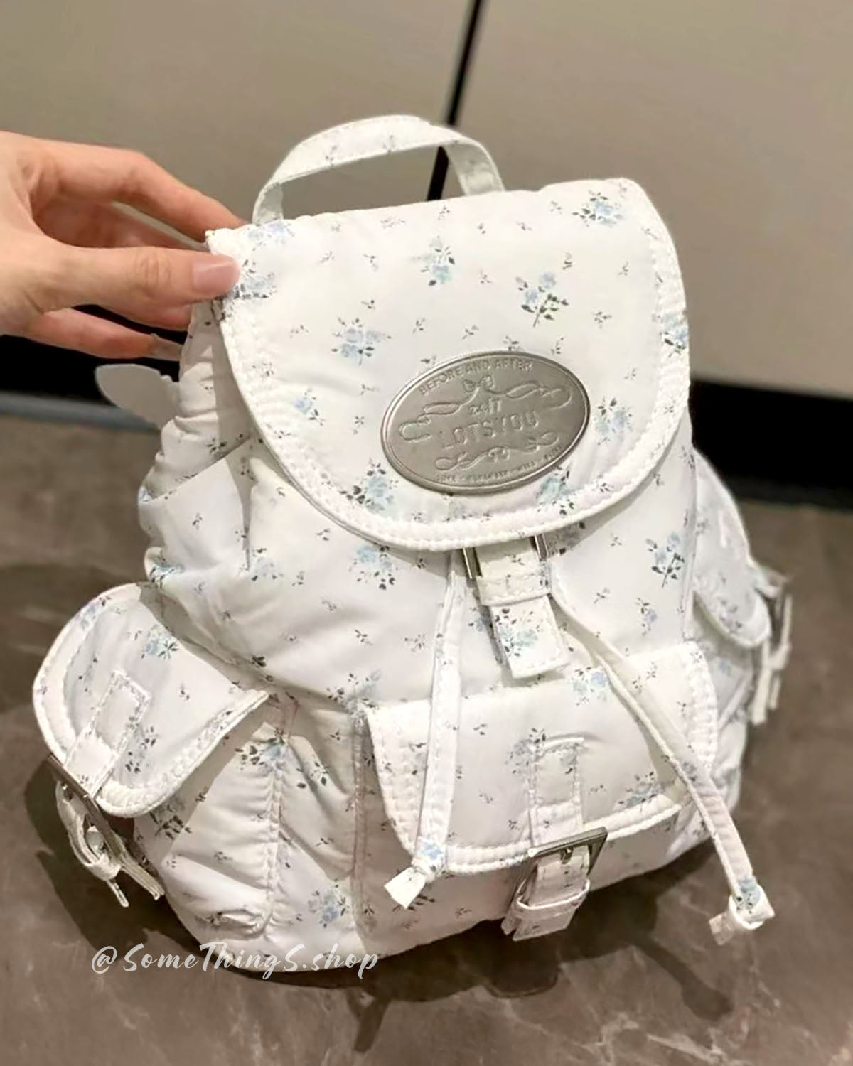 韓國 🇰🇷 Lotsyou Nostalgia 100% Cotton floral backpack 碎花小背囊|Jennie 同款