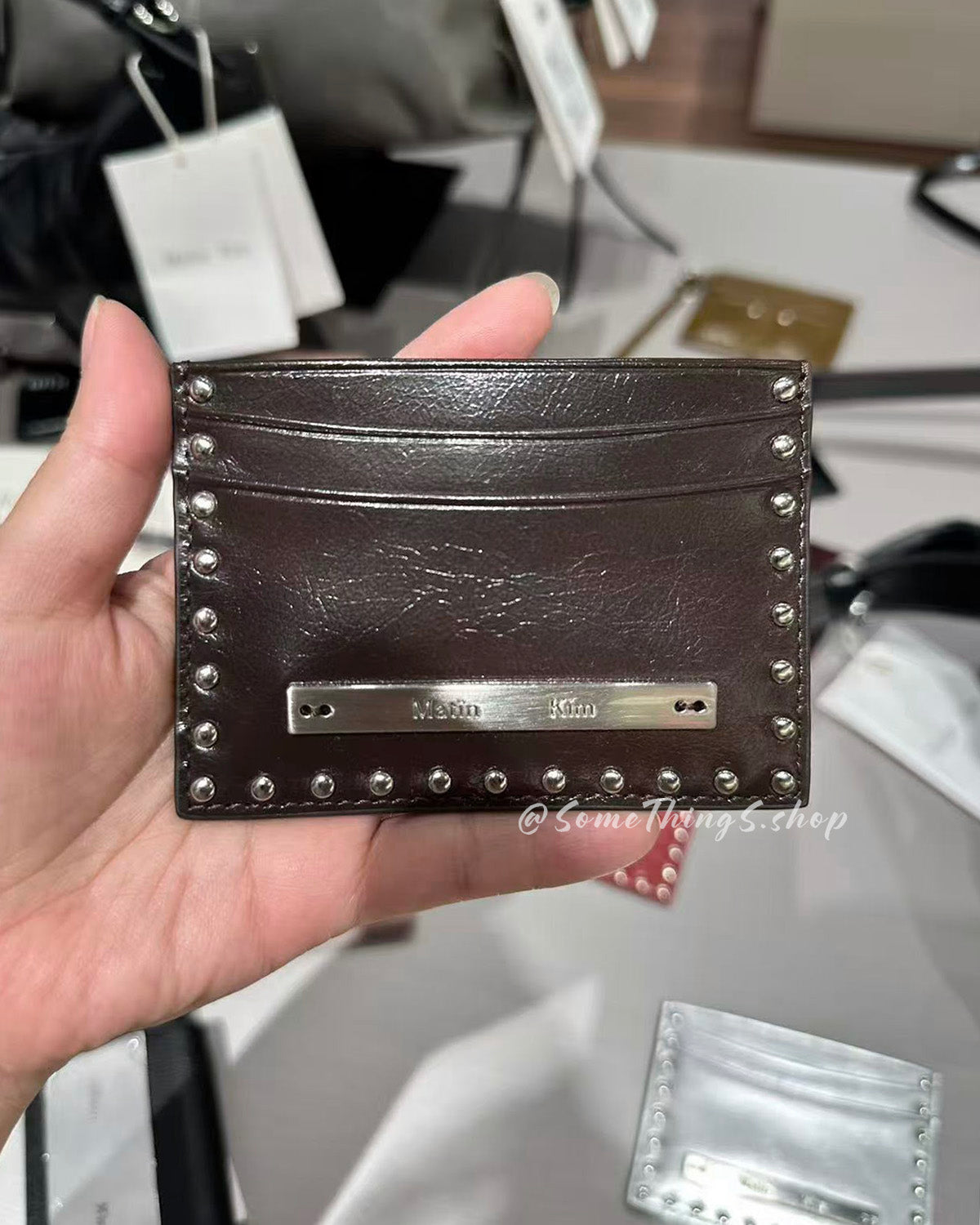 韓國 🇰🇷 Matin Kim Western Stud Card Wallet 100% 牛皮 皮革 窩釘 短版金屬 Logo 卡片包