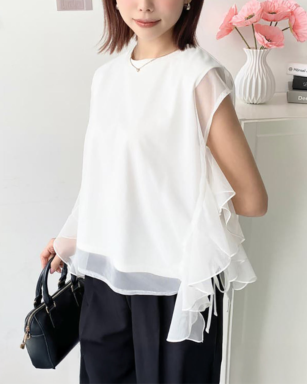 🇯🇵 日本入荷|moment+ 法式薄紗荷葉袖 Tee