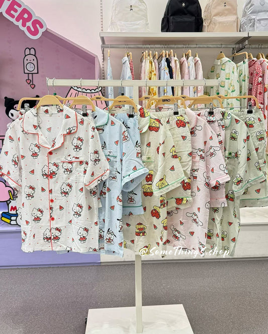 韓國 🇰🇷 SPAO x Sanrio 夏日 西瓜系列 unisex 成人 短袖睡衣套裝|Hello Kitty ⦁ 水怪