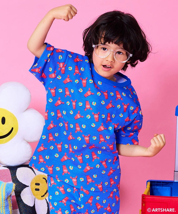 041409｜🇯🇵日本商品直送 ⟡ MARKEY'S 與韓國人氣生活雜貨 Wiggle Wiggle 2026 限量聯名系列｜Lobster Pattern 兒童 Tee ✿ 短褲
