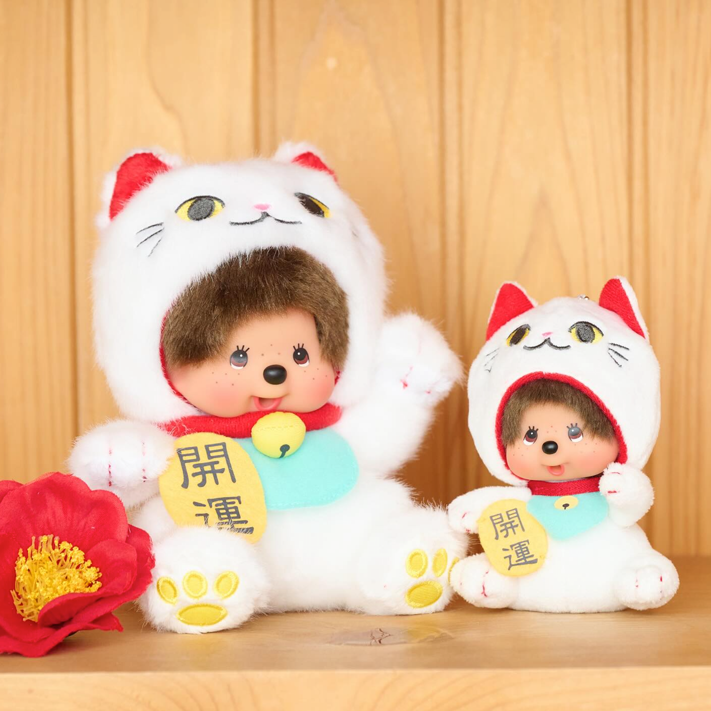 日本 Monchhichi｜2025年 開運 招財貓 S 毛公仔／吊飾 鑰匙圈