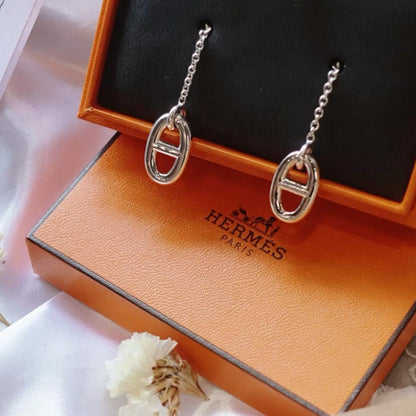 Hermès Chaine d'ancre Enchaineee earrings silver 豬鼻吊墜純銀耳環