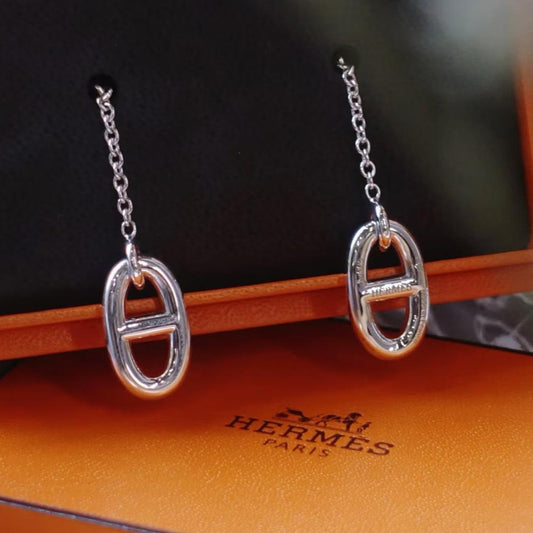 Hermès Chaine d'ancre Enchaineee earrings silver 豬鼻吊墜純銀耳環