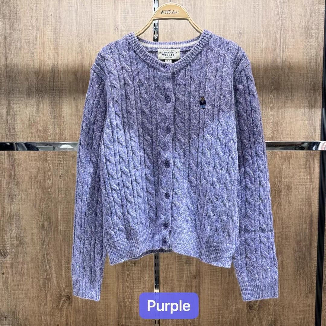 韓國 🇰🇷 WHO.A.U Steve Women's Round Neck Knitwear 女裝 圓領 套頭 針織外套 毛衣｜Purple • Mint