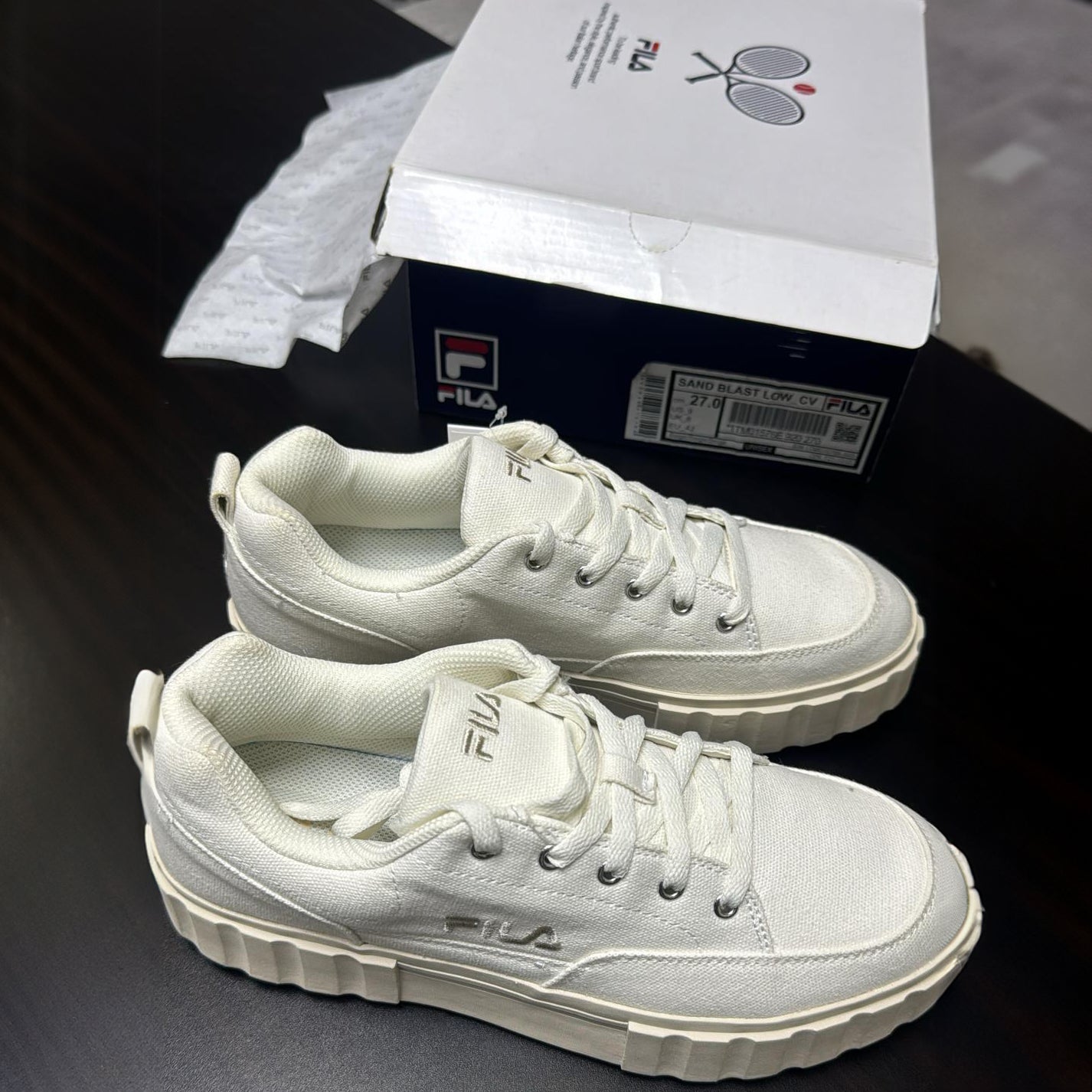 FILA sandblast low sneaker 厚底增高款 波鞋 42碼