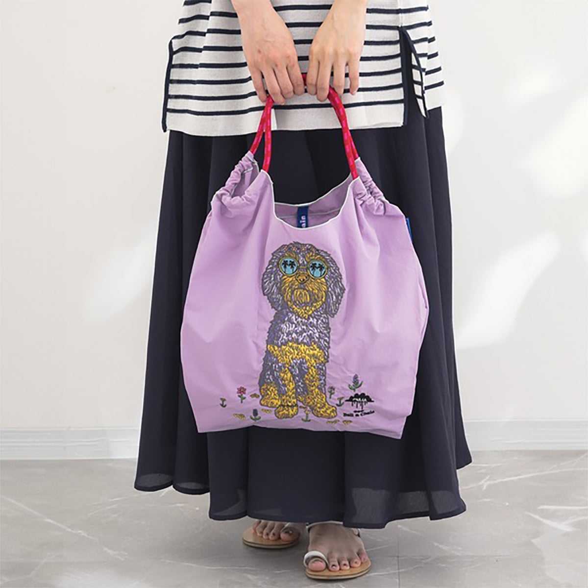 Ball &amp; Chain｜MULGA collection｜Japanese embroidered waterproof folding eco-friendly bag shopping bag handbag shoulder bag｜JUNO L.Pupple