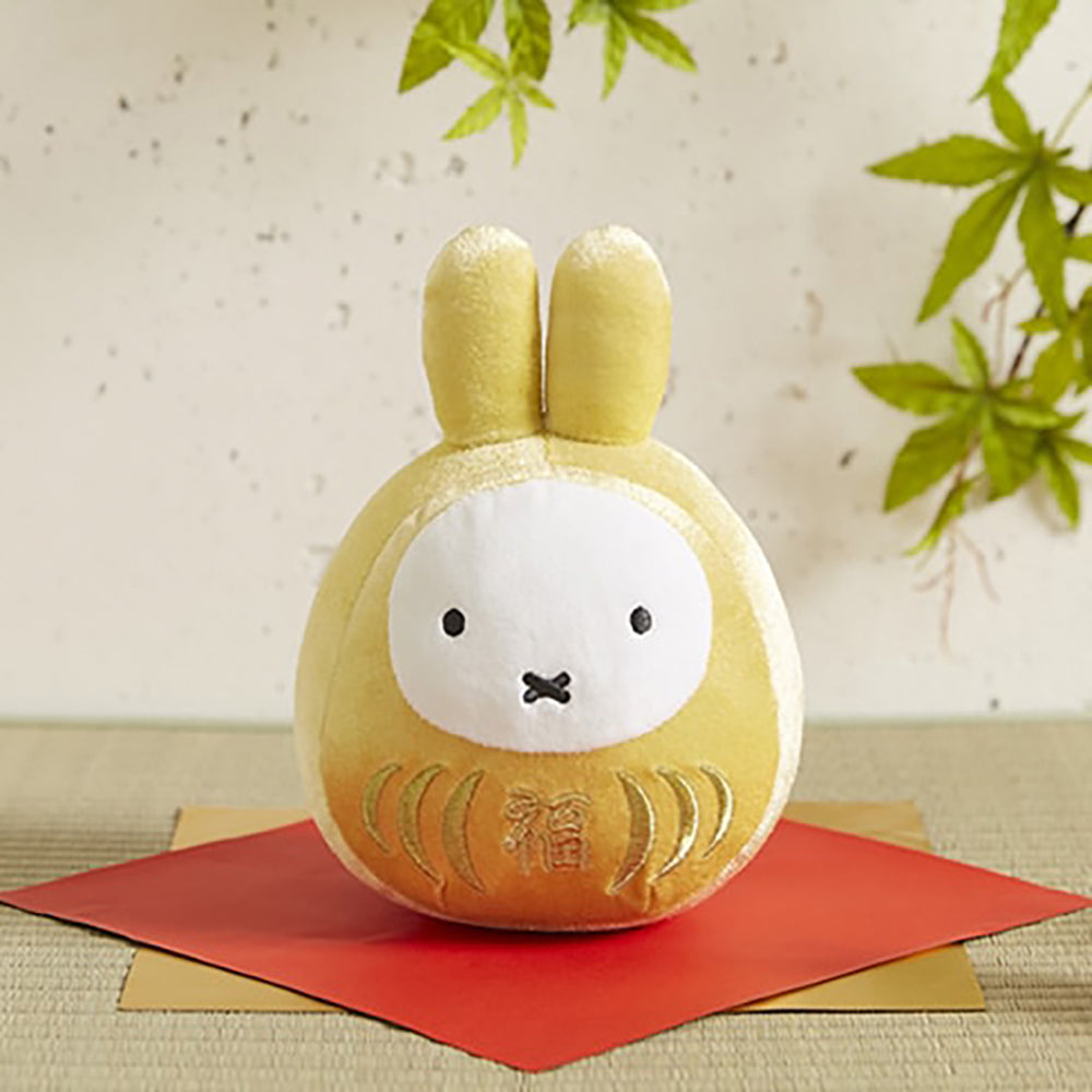 日本 Miffy 米飛兔 福字 金／紅色達摩 新年毛公仔小擺設