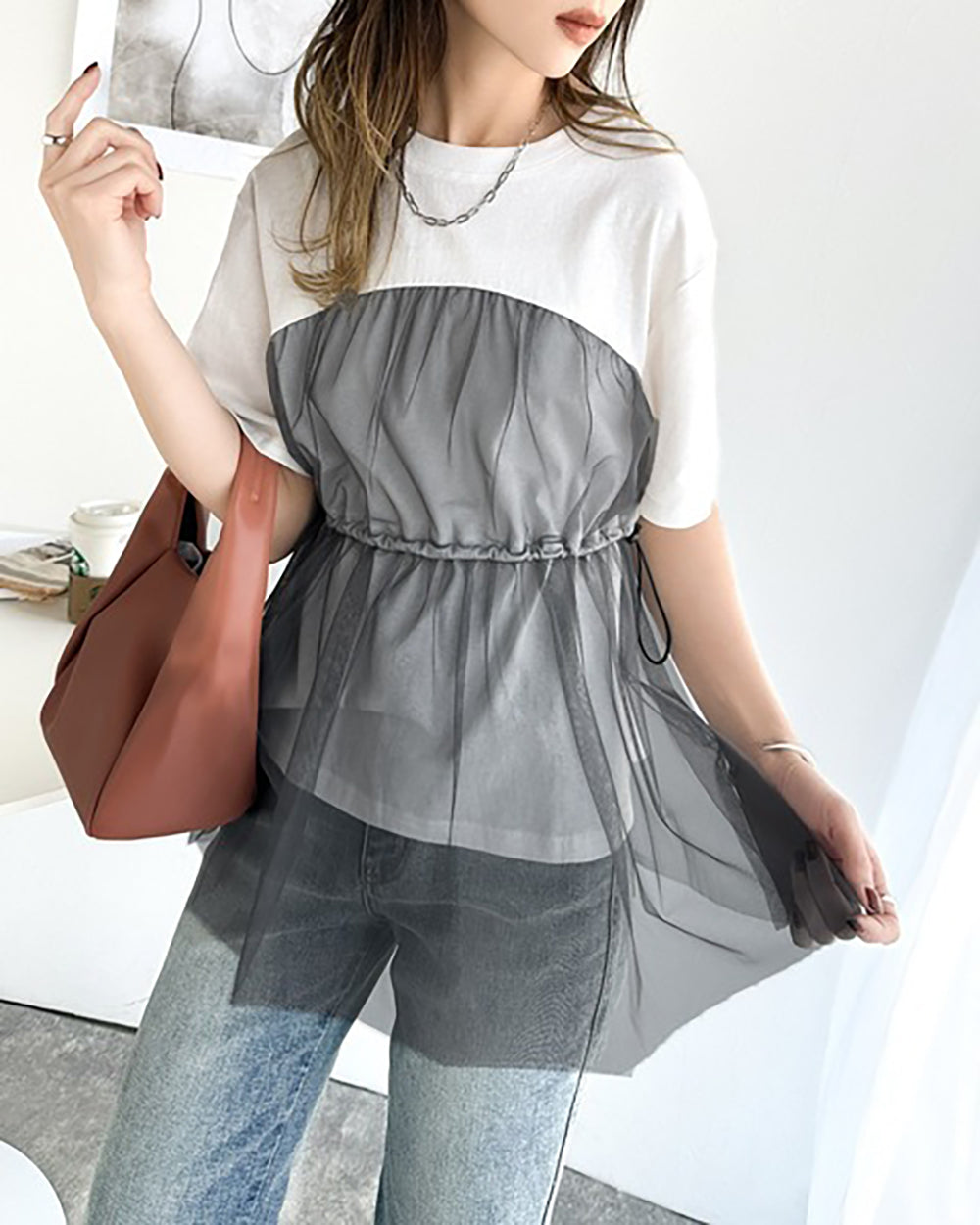 🇯🇵 日本入荷｜Classical Elf 100% 棉質 拼接薄紗 女裝Tee