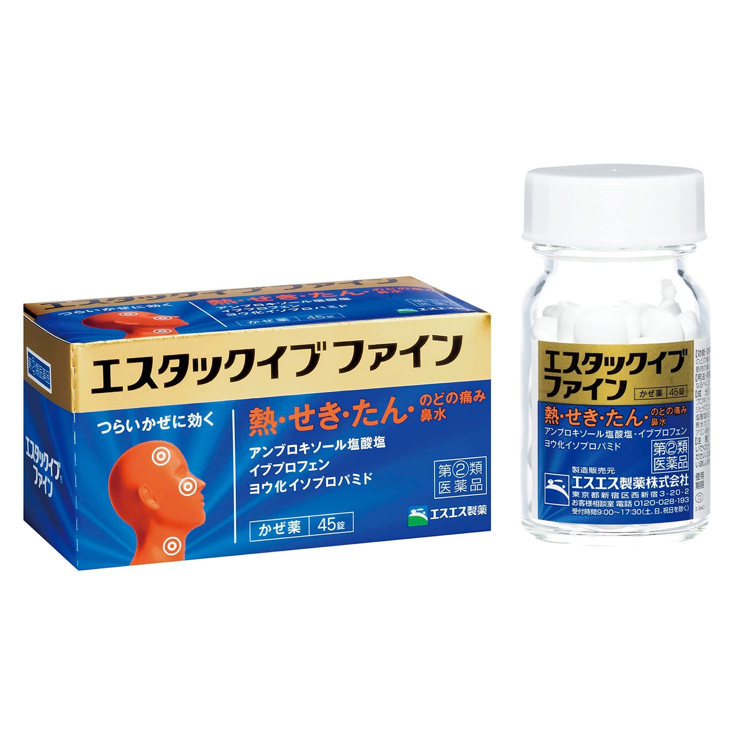 日本✈️直送｜日本 白兔牌 SS製藥 白兔牌 Estac Eve Fine 綜合感冒藥丸45粒｜15歲以上．成人｜喉嚨痛、痰多