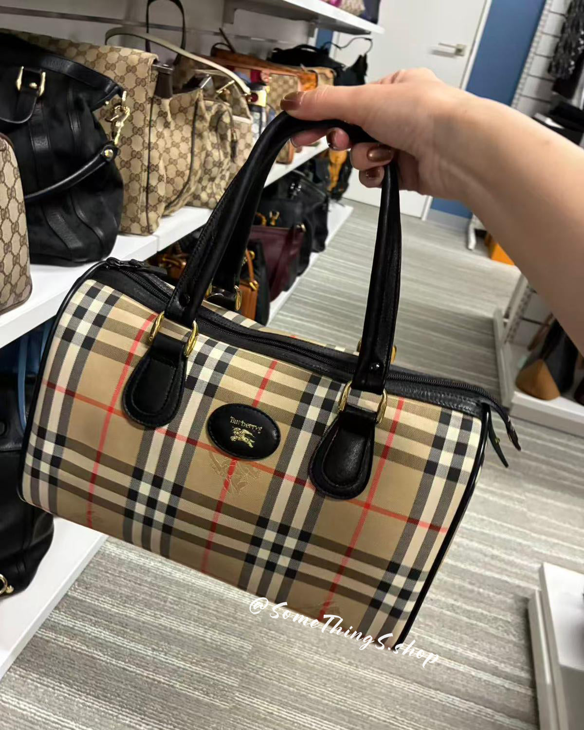 【日本🇯🇵 中古二手】Burberry Haymarket Check Boston Bag｜正版正貨